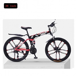 JYPCBHB Bici pieghevoli JYPCBHB Mountain Bike Pieghevole per Adulti, 21-30 velocità ，con Telaio in Alluminio, Forcella Anteriore Ammortizzata，Adatto per La Guida All'Aperto (26inch) Red Black 1-24 Speed