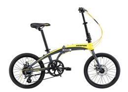 KESPOR Thunderbolt D8 - Bicicletta pieghevole per adulti, ruote da 20", portapacchi posteriore, in lega Shimano a 8 velocità, facile da piegare, freno a disco (giallo)