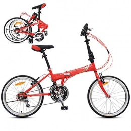 LAYG Bici LAYG-Bicicletta Pieghevole Bike Bambini 20 Pollici, Bicicletta per Uomo e Donna, 21 velocità Piega Bici Bambino, Regolabile City Bicicletta Unisex Adulto / Red