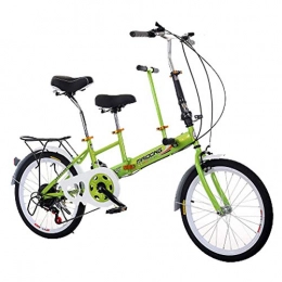LETFF Bici LETFF Doppia Bici Pieghevole Per Bambino E Mamma Con Ruote Doppie Da 20 Pollici Con Bicicletta Per Bambini, Green