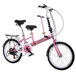 LETFF Bici pieghevoli LETFF Doppia Bici Pieghevole Per Bambino E Mamma Con Ruote Doppie Da 20 Pollici Con Bicicletta Per Bambini, Pink