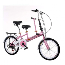 LETFF Bici pieghevoli LETFF Doppia bicicletta pieghevole bimbo gemella-bambino 20 pollici madre e bambino bicicletta bambino con bicicletta bambino(Pink)