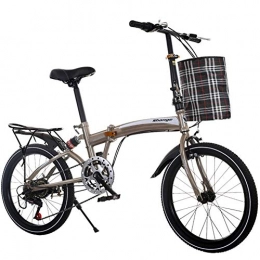 LETFF Bici LETFF Mountain bike pieghevole per adulti con ammortizzatori a velocità variabile da 20 pollici(Tan)