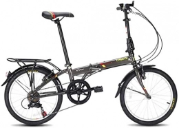 LFSTY Bici LFSTY Adulto Bicicletta Pieghevole, 20" 7 velocità Leggera Bici da Città Pieghevole, elaio in Acciaio al Carbonio Biciclette con Portapacchi Posteriore, Gray