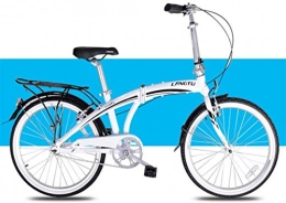 LFSTY Leggera Bicicletta Pieghevole, Adulto Unisex Facile da Trasportare Biciclette, 24" Single Speed Telaio in Alluminio Bici da Città Pieghevole,White