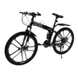 LGODDYS Bicicletta pieghevole da 26 pollici, 21 marce, mountain bike con doppio assorbimento degli urti, telaio in acciaio al carbonio, altezza regolabile per uomini e donne da 160 a 185 cm (nero +