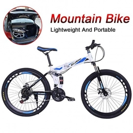 LHQ Mountain Bike, Bici Pieghevole Unisex 24 velocità della Bicicletta 26 Pollici rotelle Pieghevole Mountain Bike Full Suspension MTB Regolabile sede in Acciaio al Carbonio ad Alta della Montatura