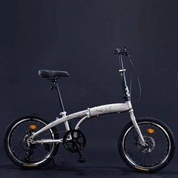 LIZONGFQ Bike Pieghevole a 7 velocità Adulto Adulto da 20 Pollici Doppio Disco Brake Portable Mini Bike Pieghevole Bike Studente,Argento