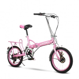 LLGHT Bici pieghevoli LLGHT 20 Pollici Mountain Bike Pieghevoli, Bici da Città A 6 velocità, Super Grip, Sospensione Completa Bici, Spiral Damper, Adulto Alunno Bambino Biciclette (Color : Pink)