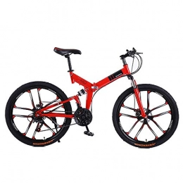 LLGHT Bici pieghevoli LLGHT 26"Bicicletta da Montagna Pieghevole, 21 velocità Bici Studente per Adulti Sport Ciclismo, Mountain Trail Bike Freno A Doppio Disco, Nero (Color : Red)