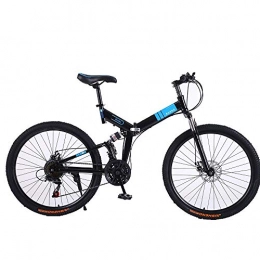 LLGHT Bici pieghevoli LLGHT Ruota da 26" Biciclette da Montagna per Uomo, 21 velocità Bici da Città Antiscivolo A Sospensione Completa, Bici Fuoristrada Pieghevole Ruote Ispessite (Color : Black)