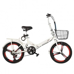 LXJ Bici LXJ Biciclette Pieghevoli for Adulti, Biciclette da Città Leggere for Uomini E Donne, Ruote Integrate da 20 Pollici con Assorbimento degli Urti E velocità Variabile Bianche