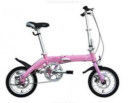 MASLEID Bici pieghevoli MASLEID 14 Pollici in Lega di Alluminio Bici Pieghevole a Doppio Disco per Adulti Mini Bambini Bike, Pink