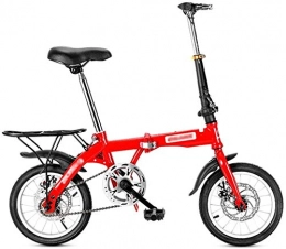 YSSJT Bici pieghevoli Mini bicicletta pieghevole da strada per adulti maschio e femmina studente bicicletta città singola velocità freno a disco adulto (dimensioni: 14 " / 16" / 20") -14"_rosso