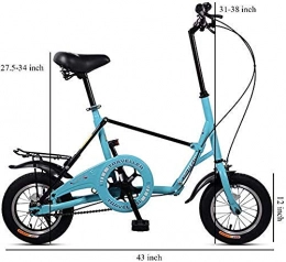 DSG Bici Mini mountain bike pieghevole 12 single-speed ultra-compatta pieghevole bici ad alto tenore di carbonio leggero con portapacchi posteriore - Giallo