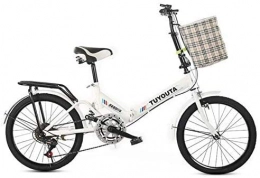 Miwaimao Bici pieghevoli Miwaimao 20" Velocità Variabile Bicicletta Portatile Mini-Size Urban Unisex-Adulto Bicicletta Posteriore Sospensione Raggi bianco