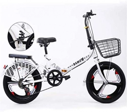 Miwaimao Bici pieghevoli Miwaimao Bicicletta Pieghevole Portatile Ultra-Leggero Ammortizzatore Posteriore Ordinario Single-Speed Sport Ruote Unisex-Adulto Uso Esterno, bianco, 20" (51 cm)