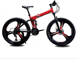 Miwaimao Bici Miwaimao - Mountain bike pieghevole da 24 pollici, doppio assorbimento degli urti, velocità variabile e lunga distanza, Rosso, 21speed