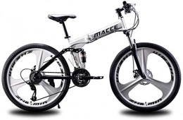 Miwaimao Bici Miwaimao - Mountain bike pieghevole da 26 pollici, doppio assorbimento degli urti, velocità variabile per uso esterno, viaggi, lunga distanza, bianco, 27 speed
