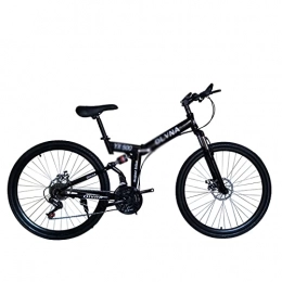 Asdf Bici pieghevoli Mountain Bike, bicicletta da 26 pollici morbido ammortizzante freno a disco adulto velocità variabile bici pieghevole bicicletta nero razza ruota 24-21