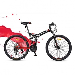 FEIFEI Bici pieghevoli Mountain Bike Pieghevole, 24 Pollici Sport All'aria Aperta in Acciaio Al Carbonio Mtb Bicicletta, Sospensioni Complete, Occupa Poco Spazio / Red