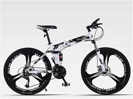 mjj Bici Mountain bike pieghevole per sport all'aria aperta, 24 velocità, Full Suspension MTB telaio pieghevole 26 3 ruote a raggi, colore bianco