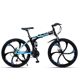 Asdf Bici Mountain bike pieghevole, per studenti, giovani, adulti, 26 pollici, velocità variabile, assorbimento degli urti, nero e blu, 61 cm, 30 velocità