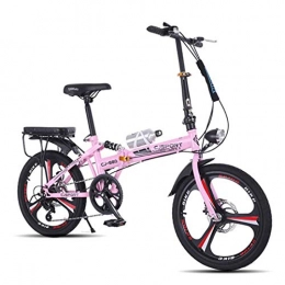 MUYU Bici MUYU Bicicletta Pieghevole da 20 Pollici con Ruote Ideale per La Guida Urbana A 7 velocità, Pink