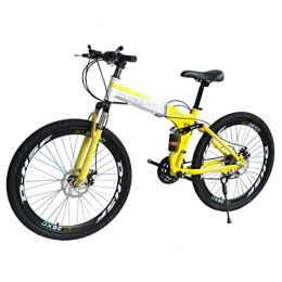 MUYU Bici pieghevoli MUYU Mountain Bike 21 velocità (24 velocità, 27 velocità) Bicicletta Pieghevole da Strada Bicicletta da Strada A Doppio Disco Biciclette, Yellow, 24speed