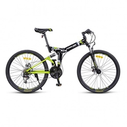 Muziwenju Bici pieghevoli MUZIWENJU Bicicletta, Mountain Cross-Bike, 24-velocità-24 / 26 Pollici, Pieghevole Adulto Ammortizzante Soft Tail Racing (Color : Black And Green, Size : 26 Inches)