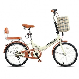 N / A Bici N / A Bici A Commutazione Pieghevole Compatta, Biciclette da 16 Pollici di velocità Singola con Cestello E Sedile Posteriore, per Le Donne Uomini E Adolescenti