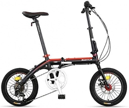 N&I Bici N&I Adults - Bicicletta pieghevole pieghevole compatta da 16", 7 velocità, super compatta, leggera, pieghevole, colore: rosso