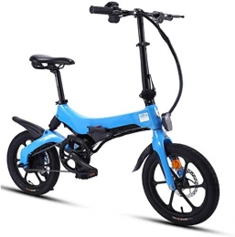 PARTAS Bici pieghevoli PARTAS Visita / pendolarismo Tool - Folding E-Bike, da 14 pollici elettrico Assist biciclette, 36V * 10.2AH lega di alluminio ultraleggero e Piccolo batterie al litio mini bicicletta (Color : Blue)