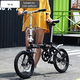 North cool Bici Pieghevole Bicicletta, Adulto Folding Bike, Biciclette Ultra-Leggero E Portatile, Singolo-velocit in Piccola Ruota di Bicicletta 16 Pollici, Adulto Unisex (Color : Black, Size : 16in)