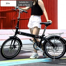 North cool Bici pieghevoli Pieghevole Bicicletta, Adulto Folding Bike, Biciclette Ultra-Leggero E Portatile, Singolo-velocit in Piccola Ruota di Bicicletta 20 Pollici, Adulto Unisex (Color : Black, Size : 20in)