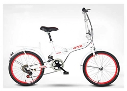  Bici pieghevoli Pieghevole Bicycle Adult Student Maschio e Femmina velocità variabile da 20 Pollici velocità Ultra-Light Portable Piccola Bicicletta (Color : White)