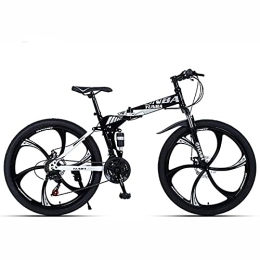 UYHF Bici Pieghevole Mountain Bike 21 / 24 / 27 velocità Bicicletta Uomo o Donne 26 Sospensione Piena MTB Struttura Pieghevole black-24 Speed