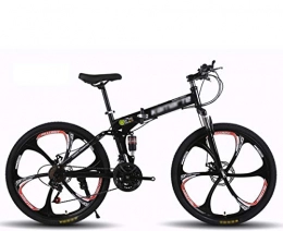 SAFT Bici Pieghevole Mountain Bike Adulti 24 / 26 Pollici Bici, Bike for Adulti 21 / 24 / 27 velocità velocità di acceleratore Shifter con taglierina 6 Ruota (Color : Black, Size : 24 inch 21 Speed)