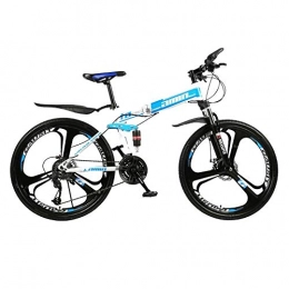 PsWzyze Bici PsWzyze Pieghevole Mountain Bike ，Mountain Bike Pieghevole a 21 velocità da 24 Pollici, Bici MTB a 3 Ruote, City Bike Portatile per Studenti Adulti-Blu