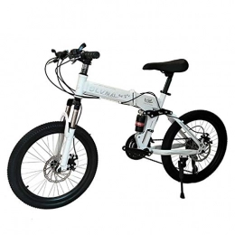 PXQ Bici pieghevoli PXQ Kid Shimano 21 / 24 / 27 - Mountain bike per ragazzi e ragazze, 20 pollici, in acciaio duro, con doppio freno a disco e ammortizzatore, White2, 24S