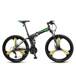 PXQ Bici pieghevoli PXQ Mountain - Bicicletta pieghevole per adulti, 26", doppio ammortizzatore, Soft Tail, 27 velocità, per biciclette fuori strada, freni a disco e sospensioni verde