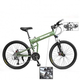PXQ Bici pieghevoli PXQ Mountain Bike pieghevole per adulti, 26 pollici, telaio in lega di alluminio pieno e pneumatici larghi 5, 5 cm Shimano M610 30 velocità fuoristrada con freno a disco e ammortizzatore. verde