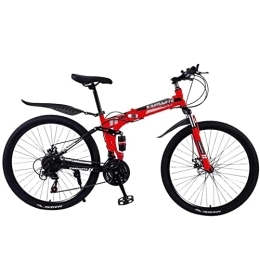 QCLU Bici da Montagna Pieghevole da 24 Pollici, Mini Leggera Bike Pieghevole for Adulti for Adulti Bicicletta Piccola Bicicletta Portatile (Color : Red)
