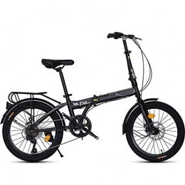 Qinmo Bici pieghevoli Qinmo 20 Pollici a 7 velocit Folding Bike con Pedali Bicicletta Pieghevole con Rimovibile Grande capacit City Bike Leggero della Bicicletta for Adolescenti e Adulti (Color : Black)