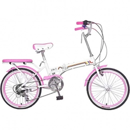 Qinmo Bici pieghevoli Qinmo Strada Cyclette Bike, Mini Luce Pieghevole Bici Pieghevole Bike Bicicletta Pieghevole in Alluminio Bicicletta Pieghevole 16 Pollici Adulta della Bicicletta 6 Speed Bike (Color : Pink)