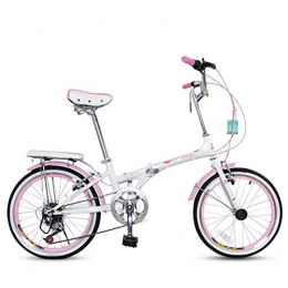 Qinmo Super Leggero Pieghevole Bike, Anteriore e Posteriore V Freni 20 Pollici Adulti Commuter Bicicletta 7 velocit di Alluminio Lega (Color : Pink)