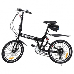 Ridgeyard Bici Ridgeyard Bicicletta pieghevole 20 pollici a 6 marce Bici pieghevole + LED batteria + borsa sella + campana bici (nero)
