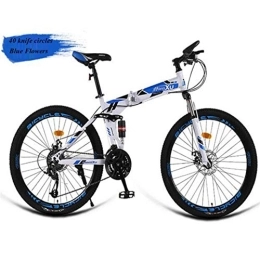 RPOLY Bici RPOLY Pieghevole Bicicletta Mountain Bike, 21 velocità Bicicletta Pieghevole Unisex Adulto Bikes Pieghevole con parafanghi Grande per Urban Riding e off-Road, Blue_26 inch