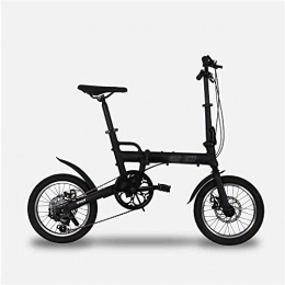 YSSJT Bici Scooter pieghevole da 16 pollici per adulti e ragazzi, telaio in lega di alluminio a 6 velocità, freni a disco doppi per pendolari città-16 pollici_nero