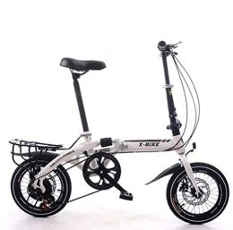 SHIN Bici SHIN Bicicletta da Città Donna, Uomo Alluminio Bici Pieghevole 14 kg Unisex City Bike - Regolabile Manubrio E Sella Comoda, Freni a Disco, 7 velocità / Bianco / 14in